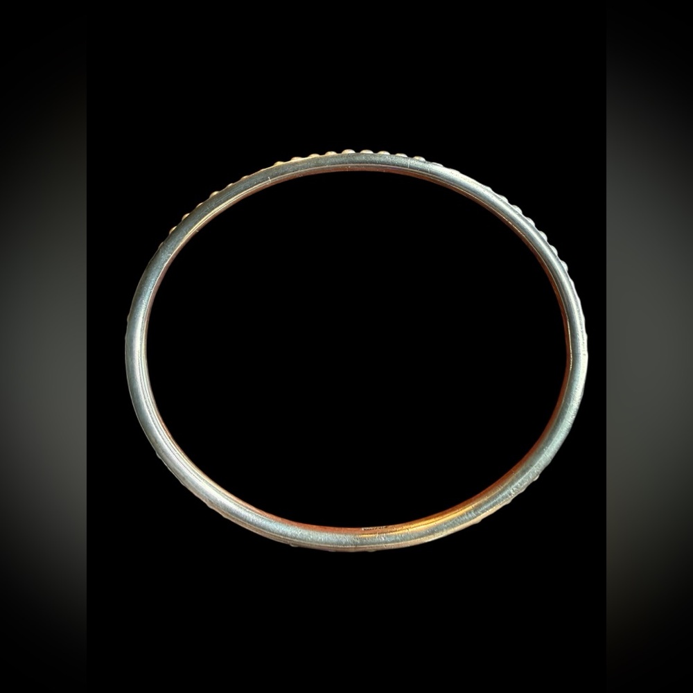 Sterling Silver Bangle Bracelet Unknown White Sto… - image 4